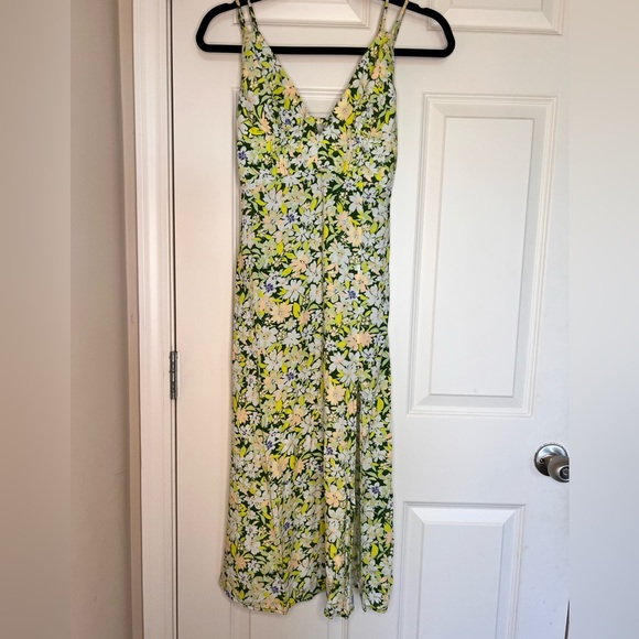 Urban Outfitters Floral V neck Spaghetti Strap Midi Dress with Slit. Small - Picture 3 of 11